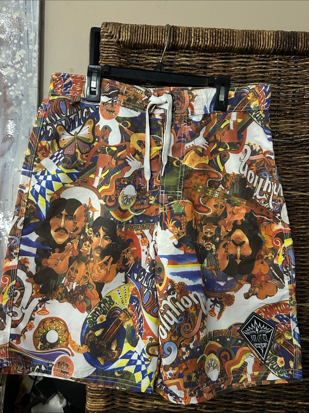 Vintage Y2K MCD More Core Division psychedelic board shorts skate/surf/rock